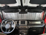 Windshield Sunshade for 2018-2025 Jeep Wrangler 4 Door - w/ Rearview Mirror on Windshield